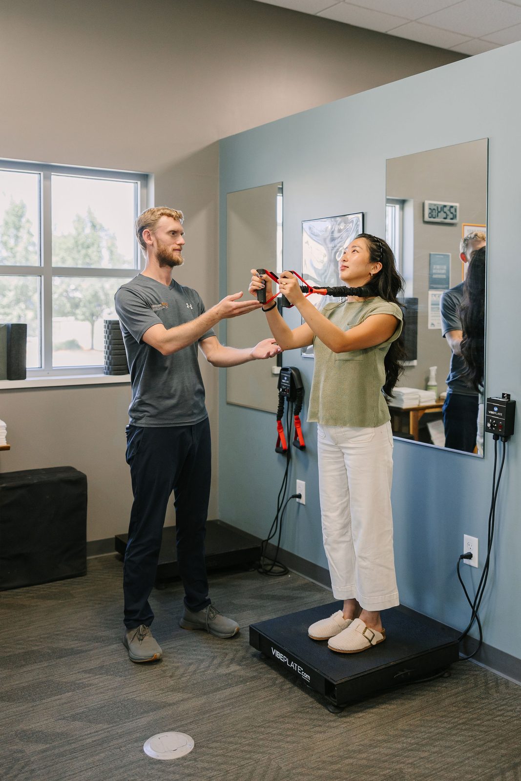 Sports injury rehab exercise with resistance bands
